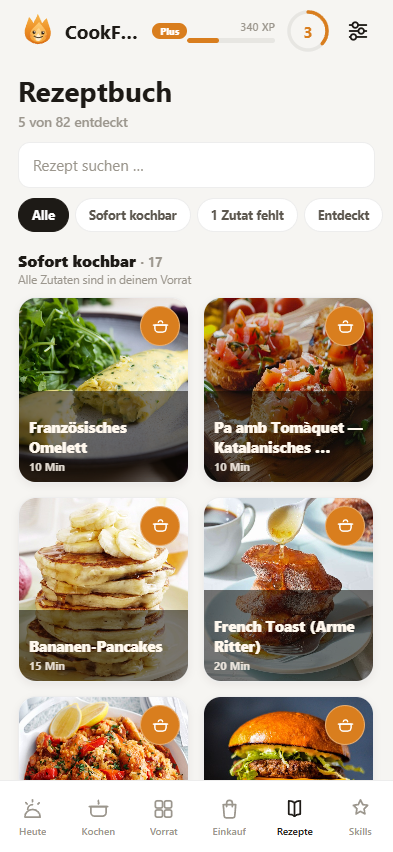 CookFuse-App: Rezeptbuch mit sofort kochbaren Gerichten